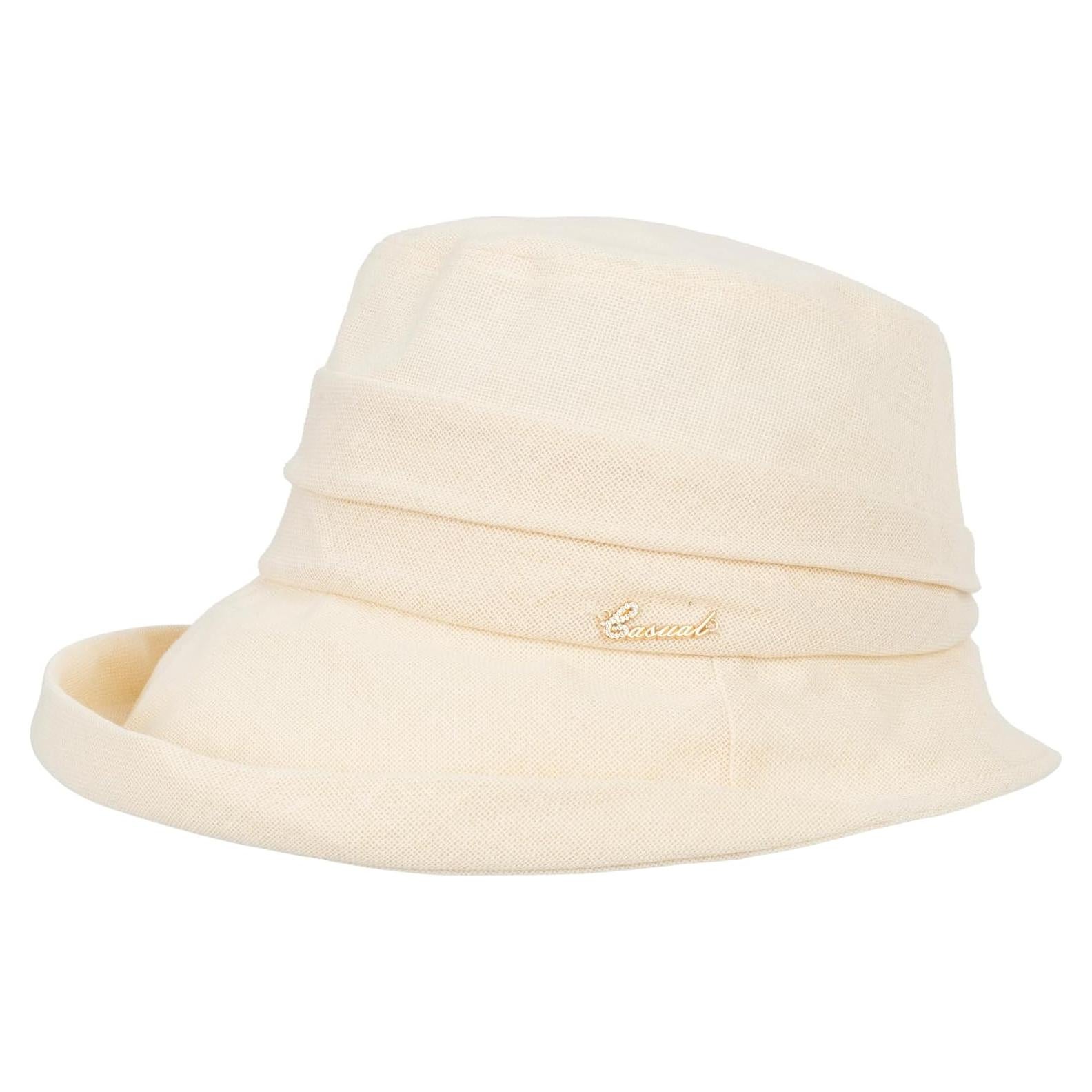Sombrero de sol de ala ancha para mujer - Plegable y UV - Beige
