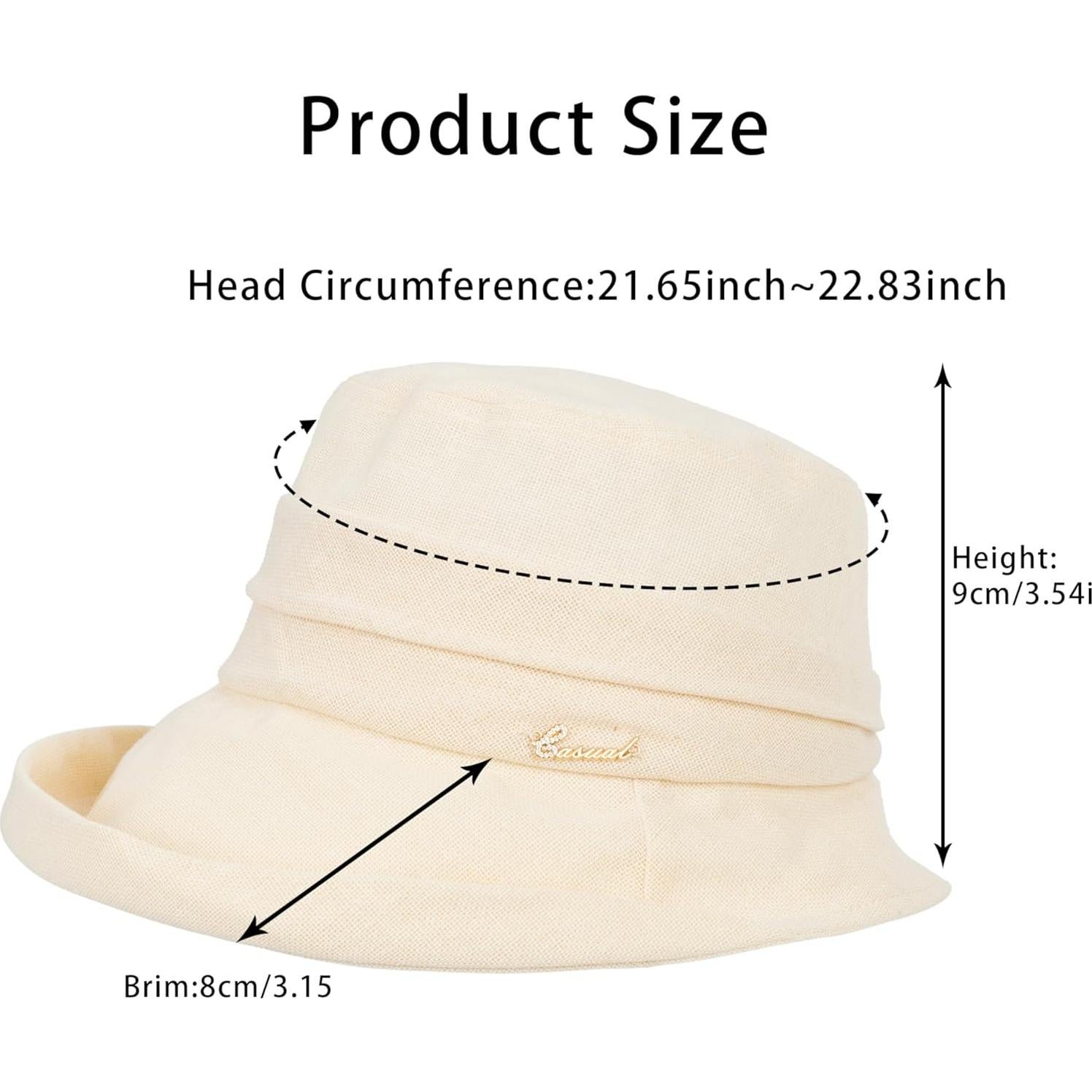 Sombrero de sol de ala ancha para mujer - Plegable y UV - Beige