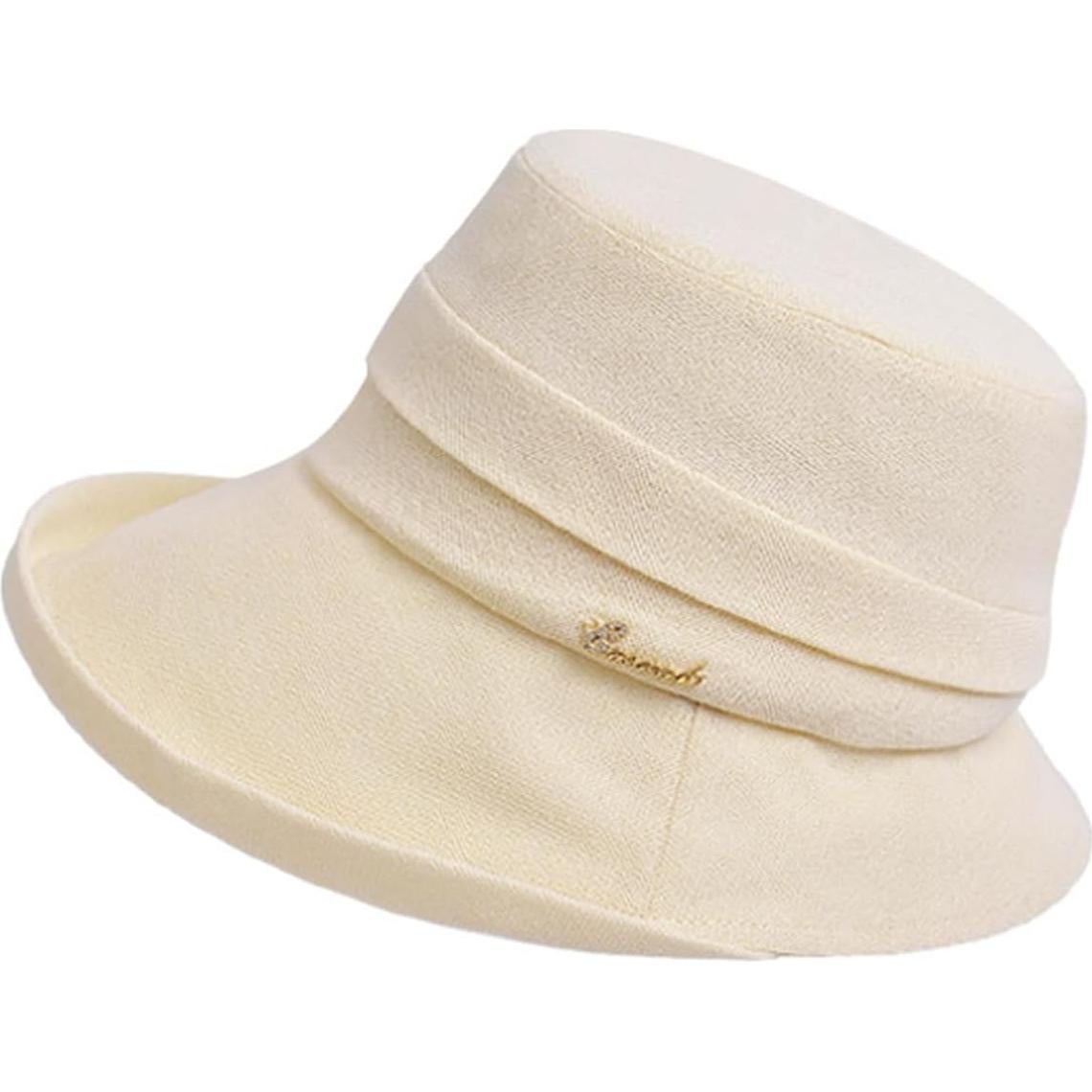 Sombrero de sol de ala ancha para mujer - Plegable y UV - Beige