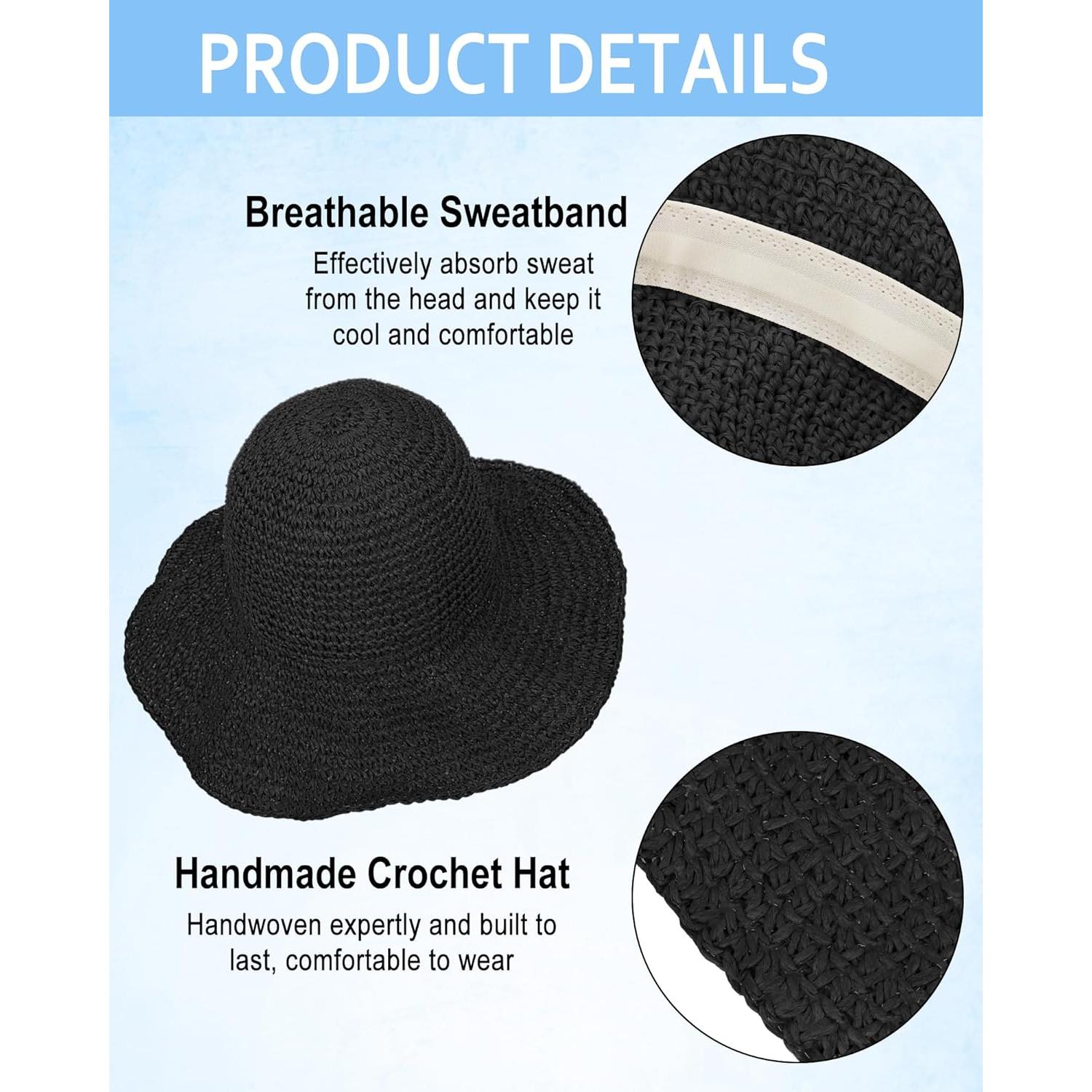 Sombrero de sol de paja para mujer Senker Fashion ajustable UPF 50+