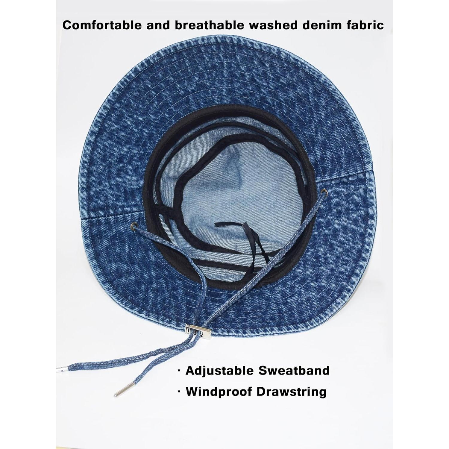 Sombrero de Cubo Plegable Algodón Denim Azul Oscuro UV50