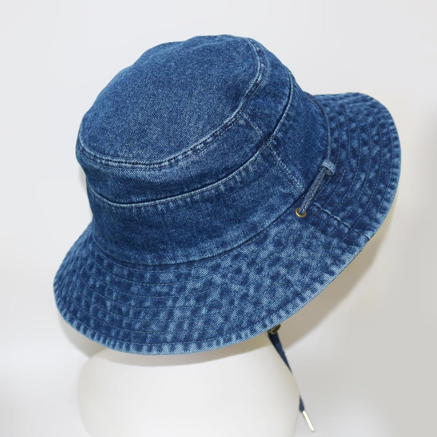 Sombrero de Cubo Plegable Algodón Denim Azul Oscuro UV50