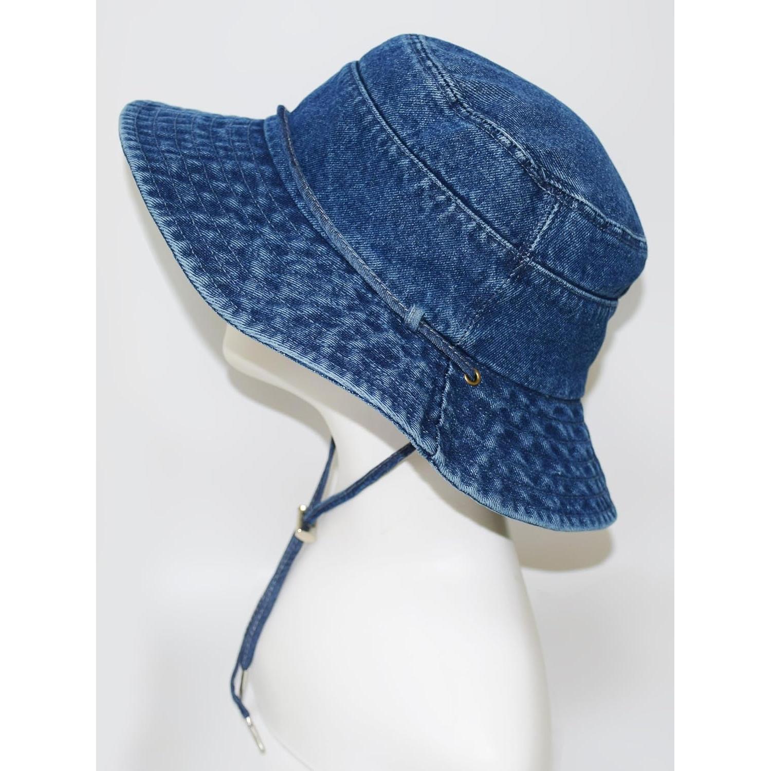 Sombrero de Cubo Plegable Algodón Denim Azul Oscuro UV50