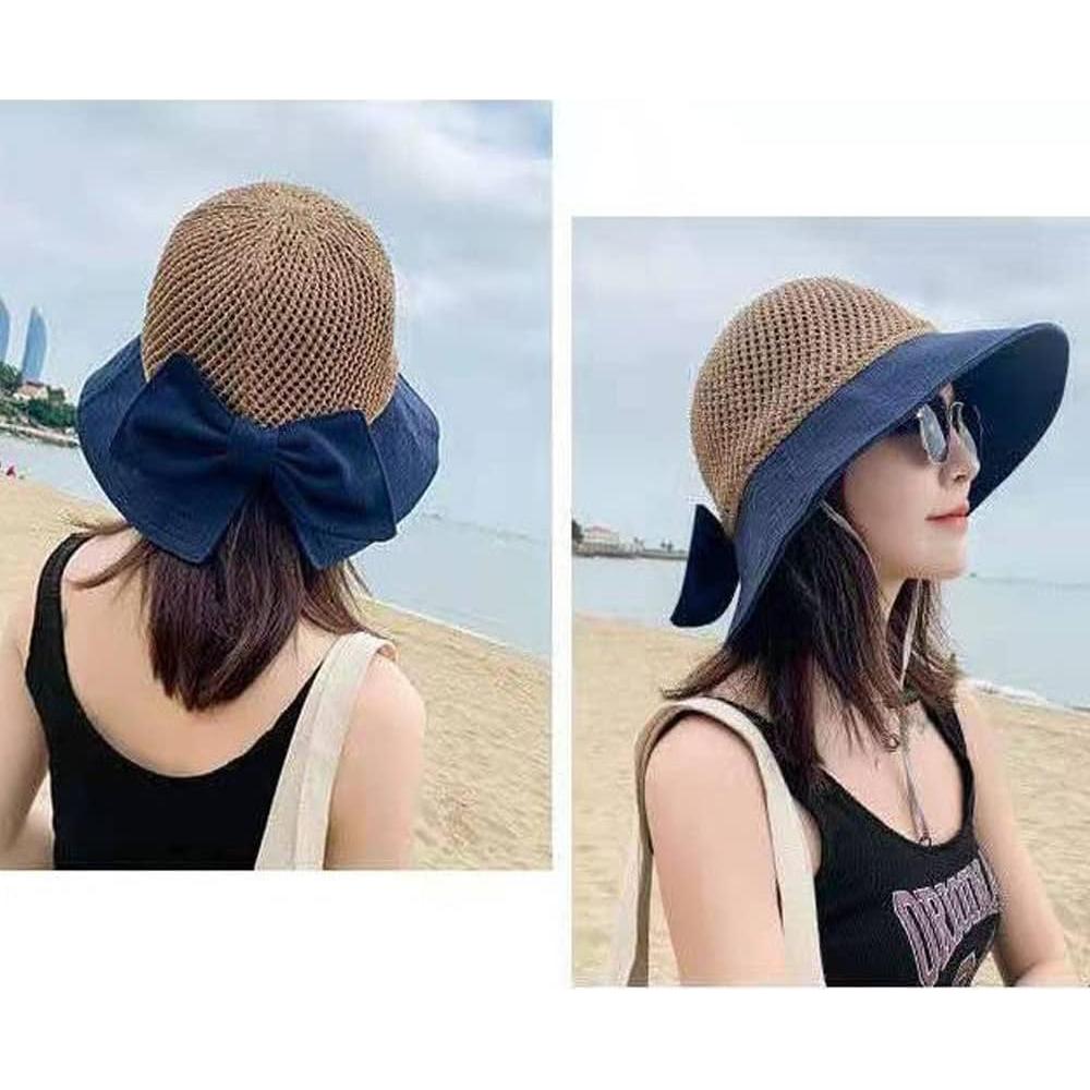 Sombrero de sol UV transpirable para mujer - ala ancha cian