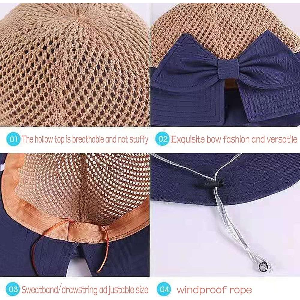 Sombrero de sol UV transpirable para mujer - ala ancha cian