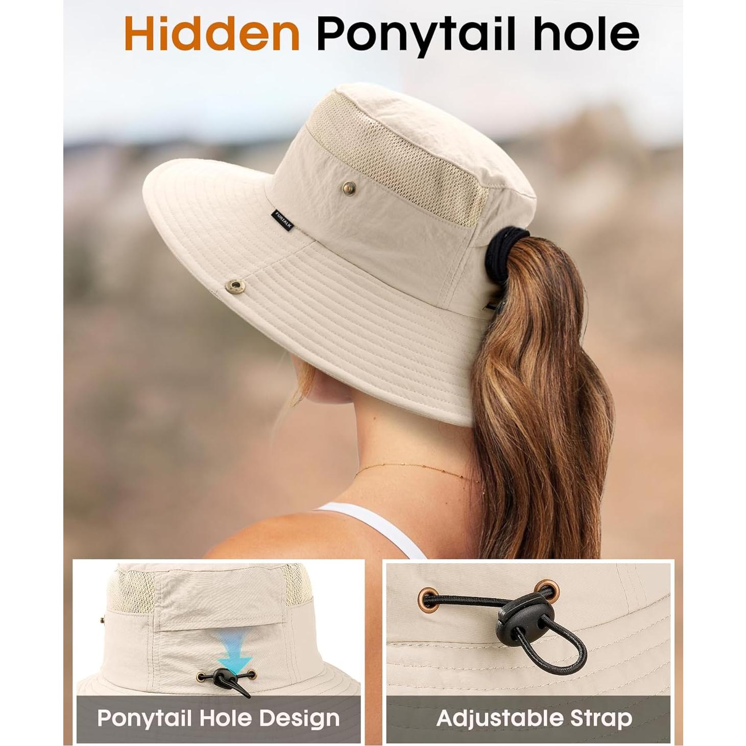 Sombrero FURTALK para Mujeres Plegable con Protección UV Beige