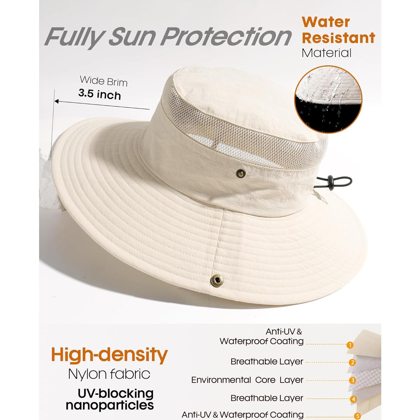 Sombrero FURTALK para Mujeres Plegable con Protección UV Beige