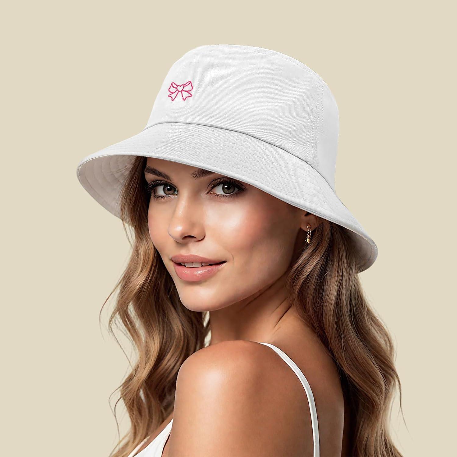 Sombrero de Cubo Bordado Algodón UPF 50+ Unisex Verano