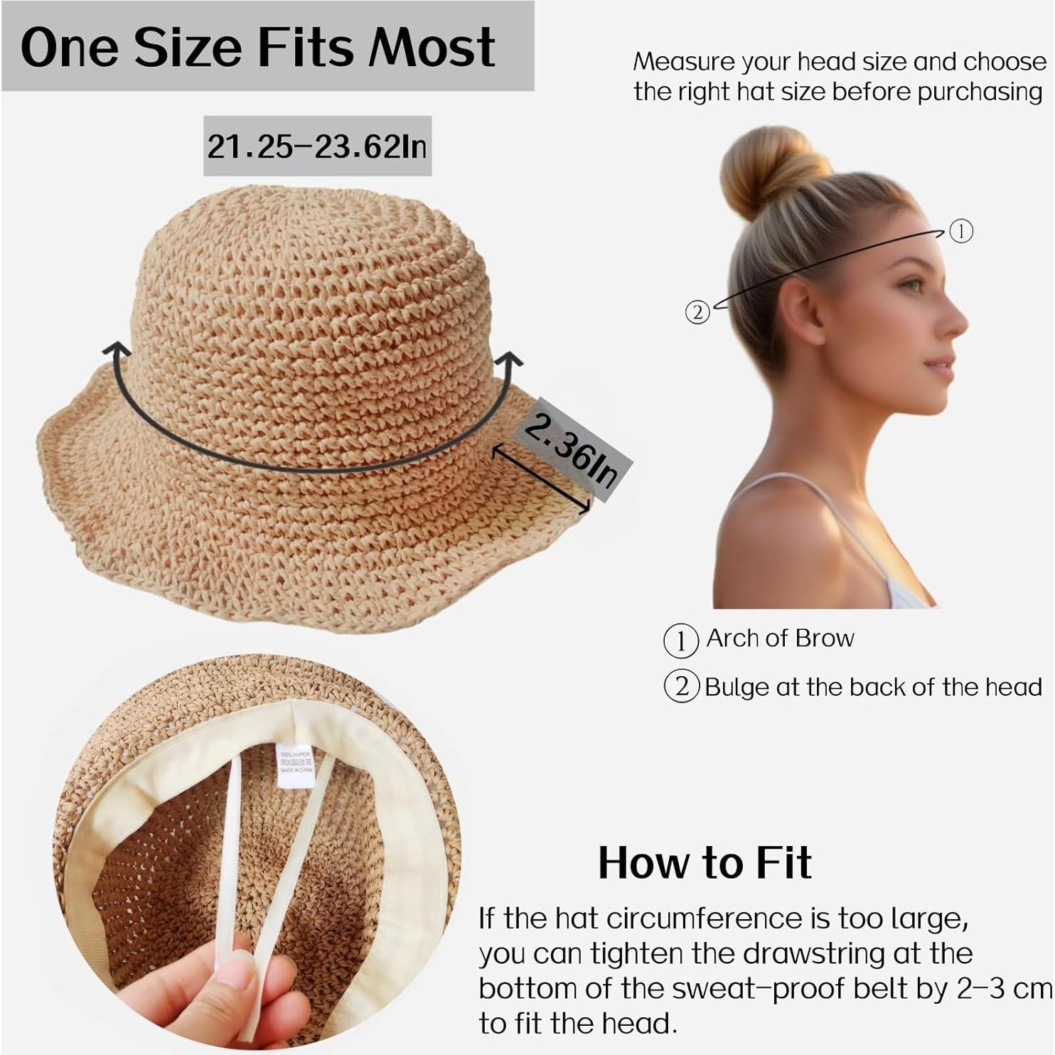 Sombrero de Playa de Paja para Mujeres - Ganchillo Hecho a Mano