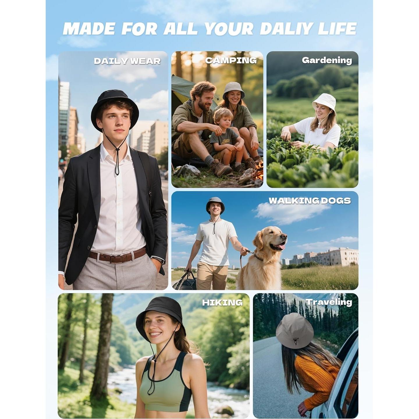 Cooling Bucket Hat for Women Men,Lightweight Wide Brim Sun Hat for Beach,Golf, Fishing,Moisture-Wicking&Foldable