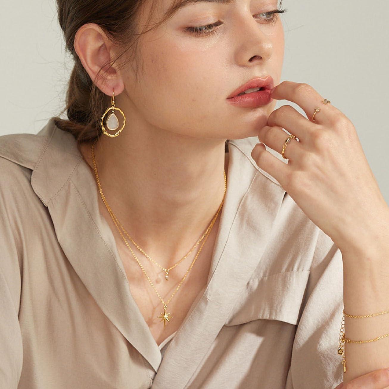 Collar de cadena en capas oro 14K Semper.L con colgante estrella