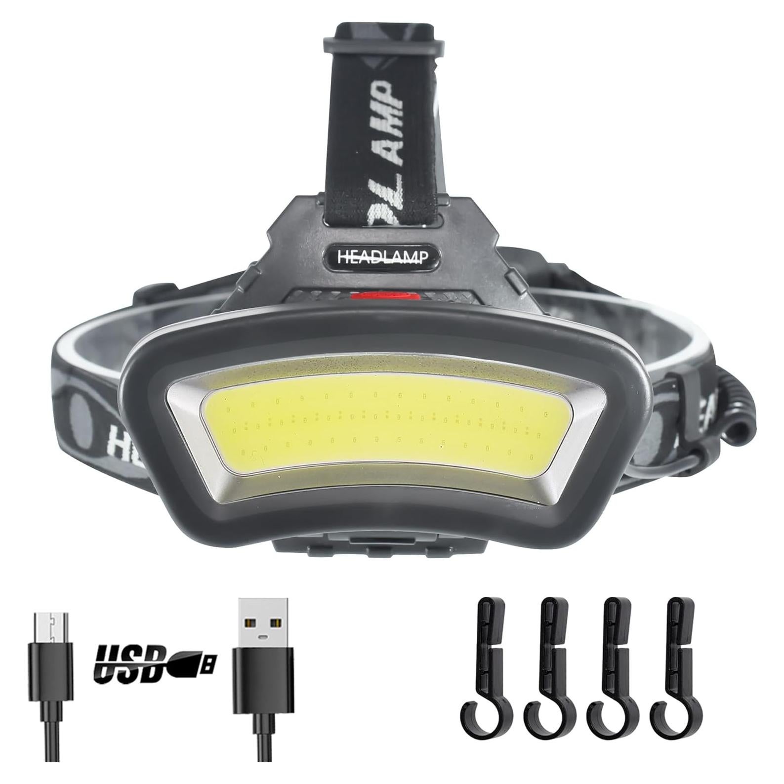 Linterna Frontal LED Recargable PZZOE 22000 Lúmenes USB Ajustable