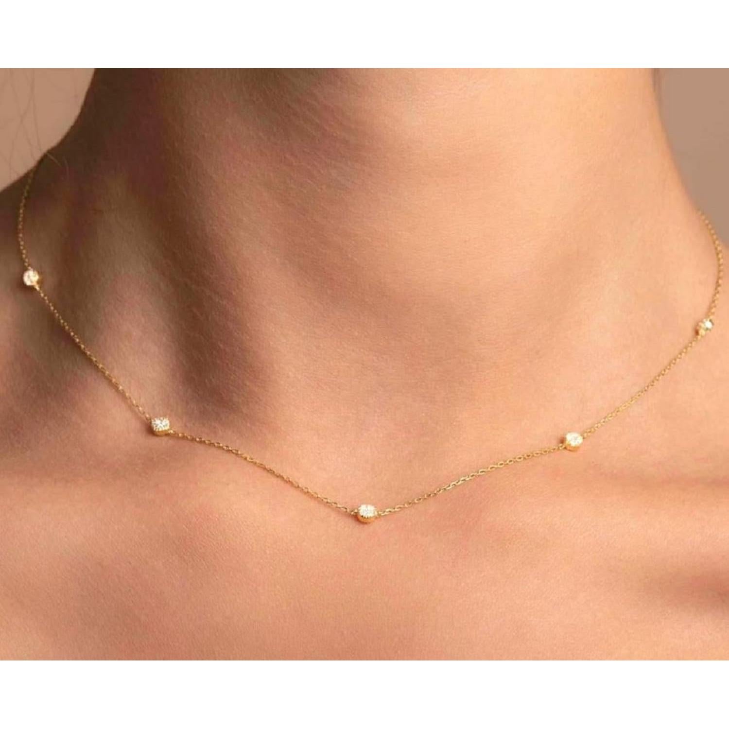 Collar Choker Dainty Pencros Gold para Mujeres - Cadena CZ 42cm