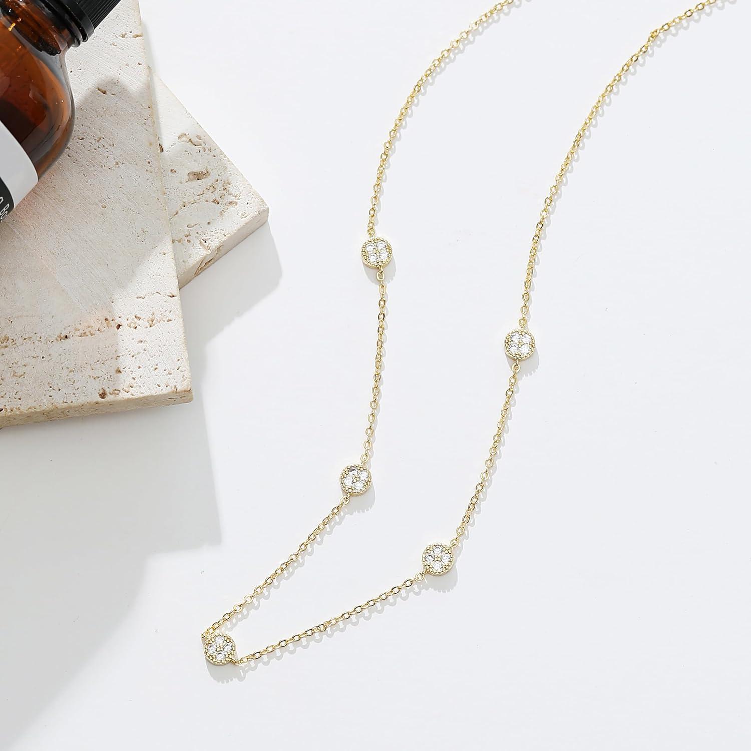 Collar Choker Dainty Pencros Gold para Mujeres - Cadena CZ 42cm