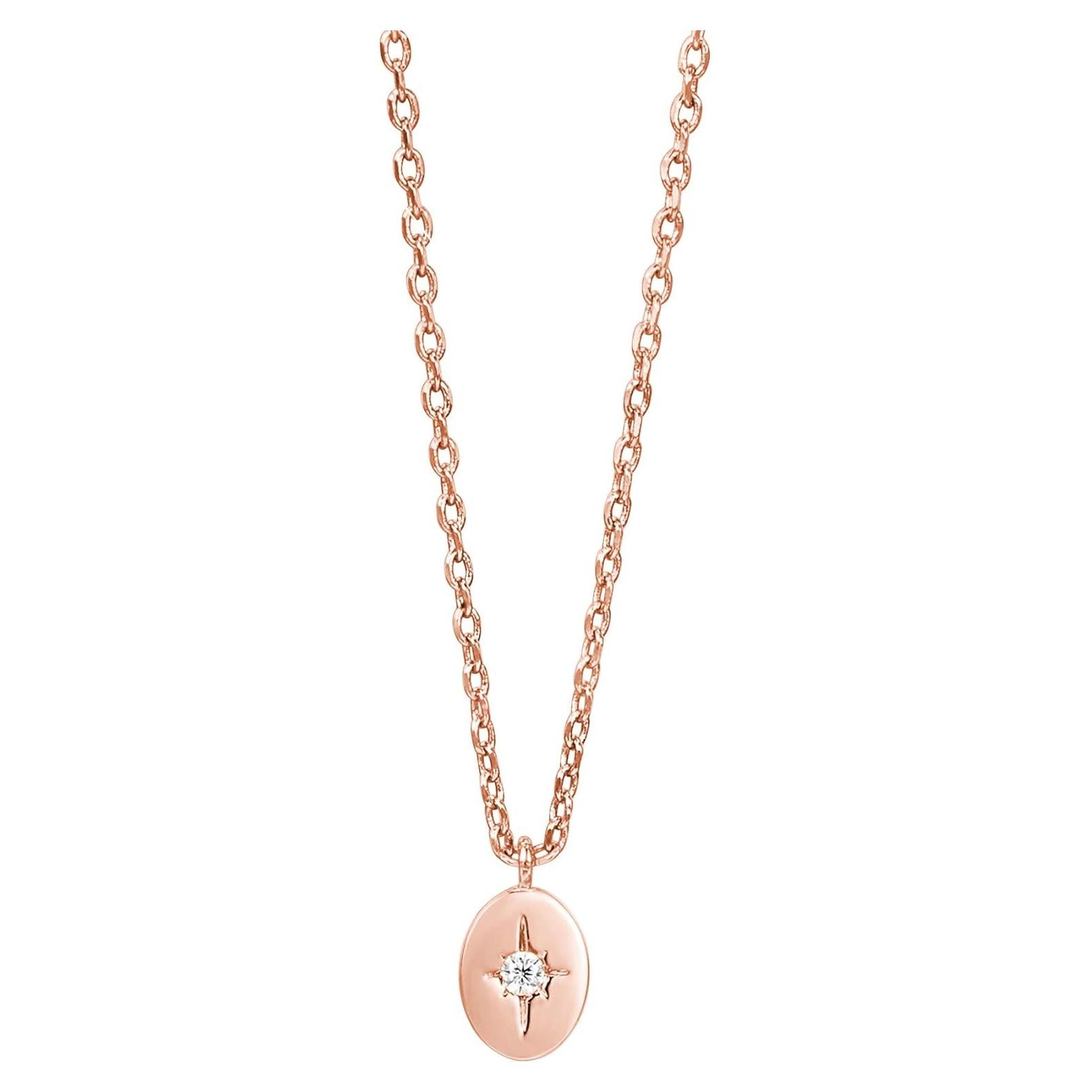 Collar de Colgante de Moneda Grabada PAVOI Oro Rosa 14K 40.6 cm