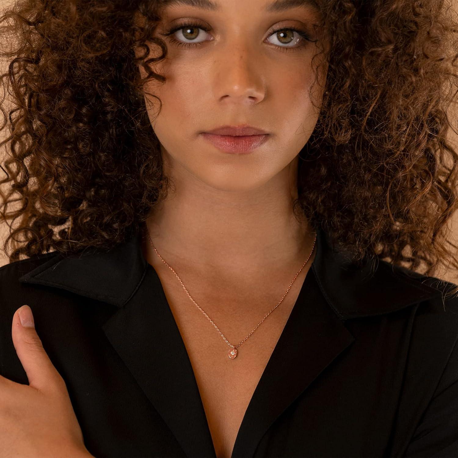 Collar de Colgante de Moneda Grabada PAVOI Oro Rosa 14K 40.6 cm