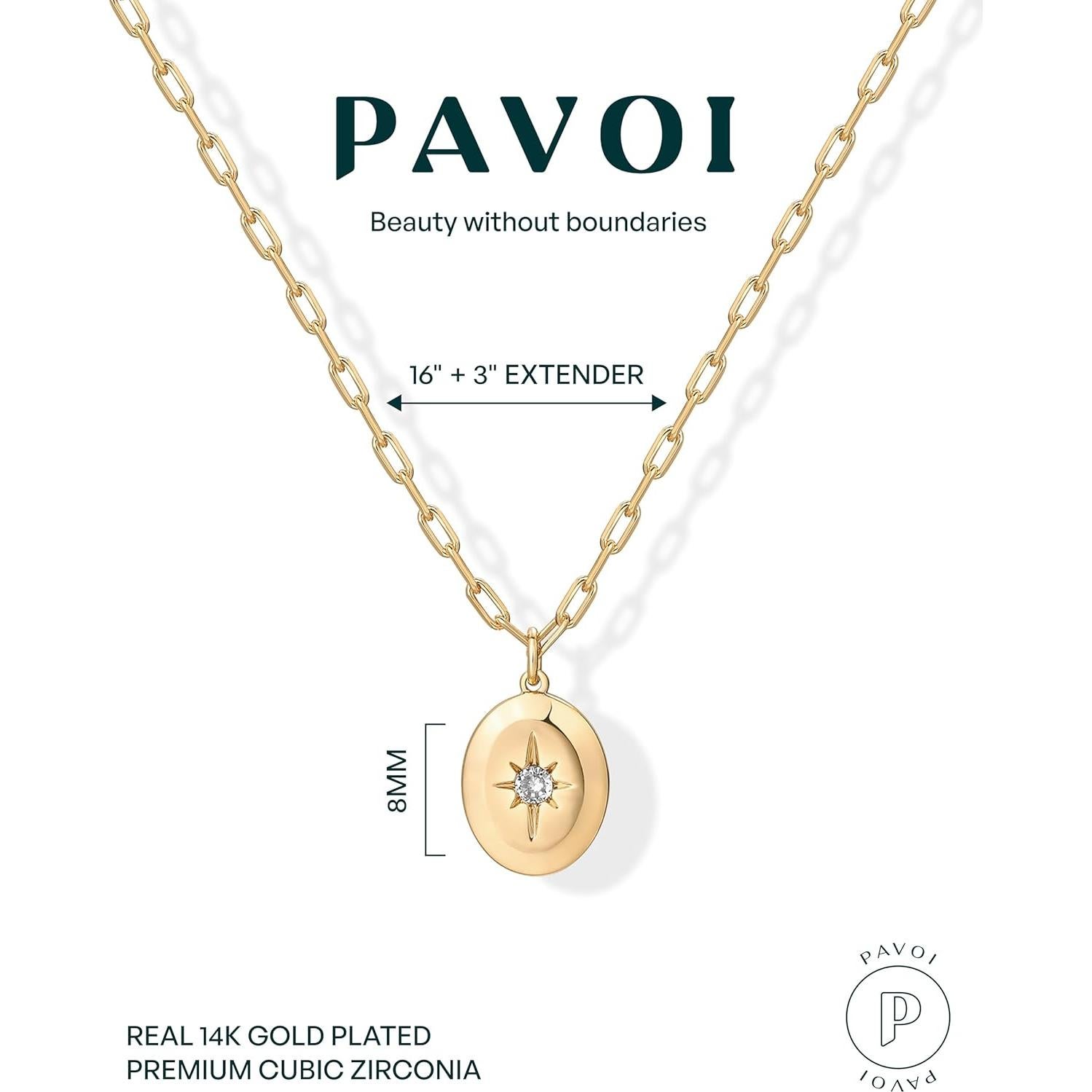 Collar de Colgante de Moneda Grabada PAVOI Oro Rosa 14K 40.6 cm