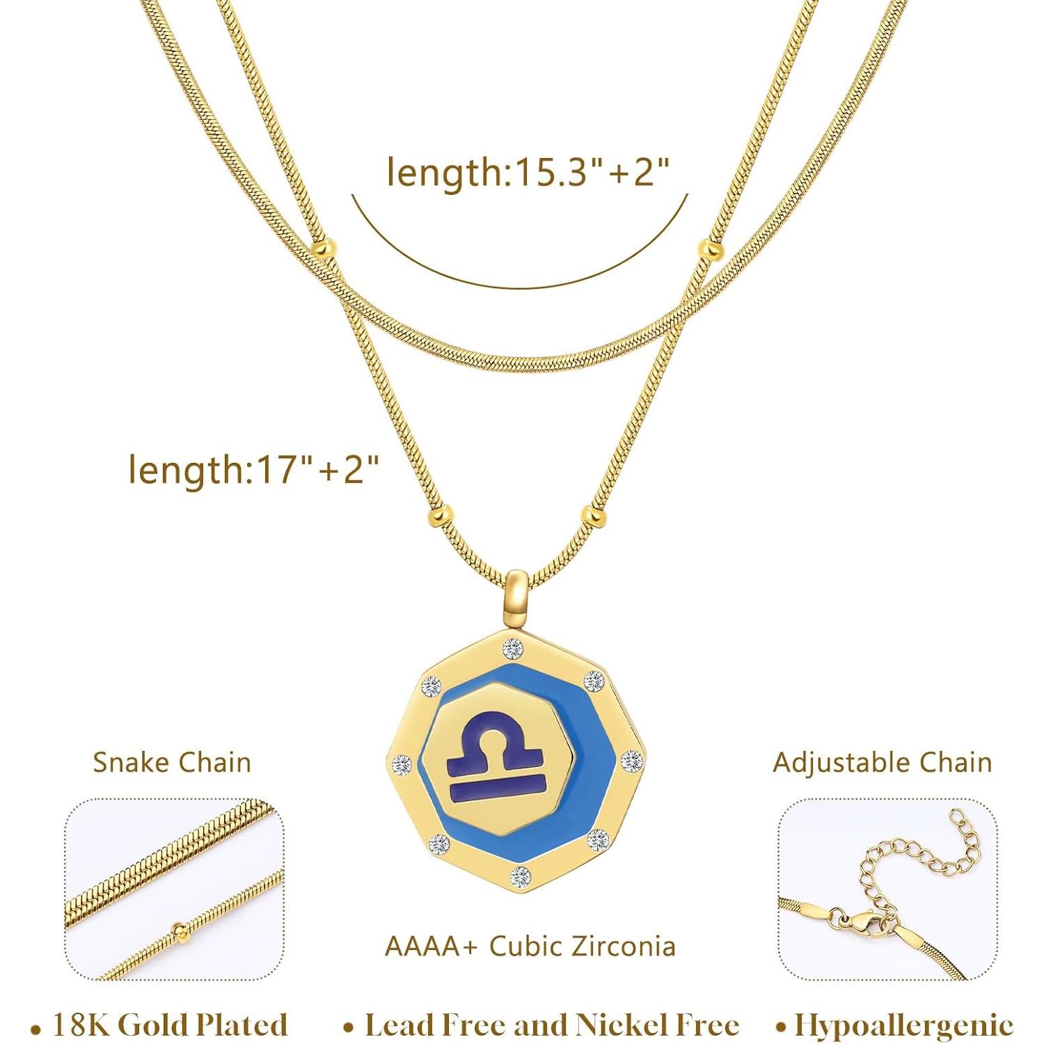 Collar Zodiacal Libra LETFLY Oro 18K con Zirconia Cubica