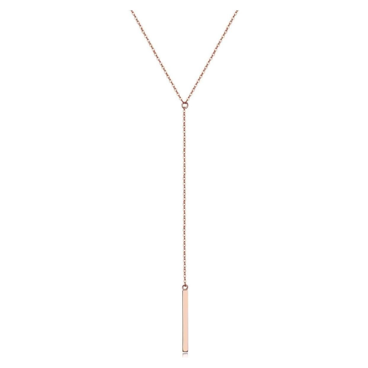 Collar Lariat de Plata de Ley 925 Metzakka Oro Rosa 45.72 cm