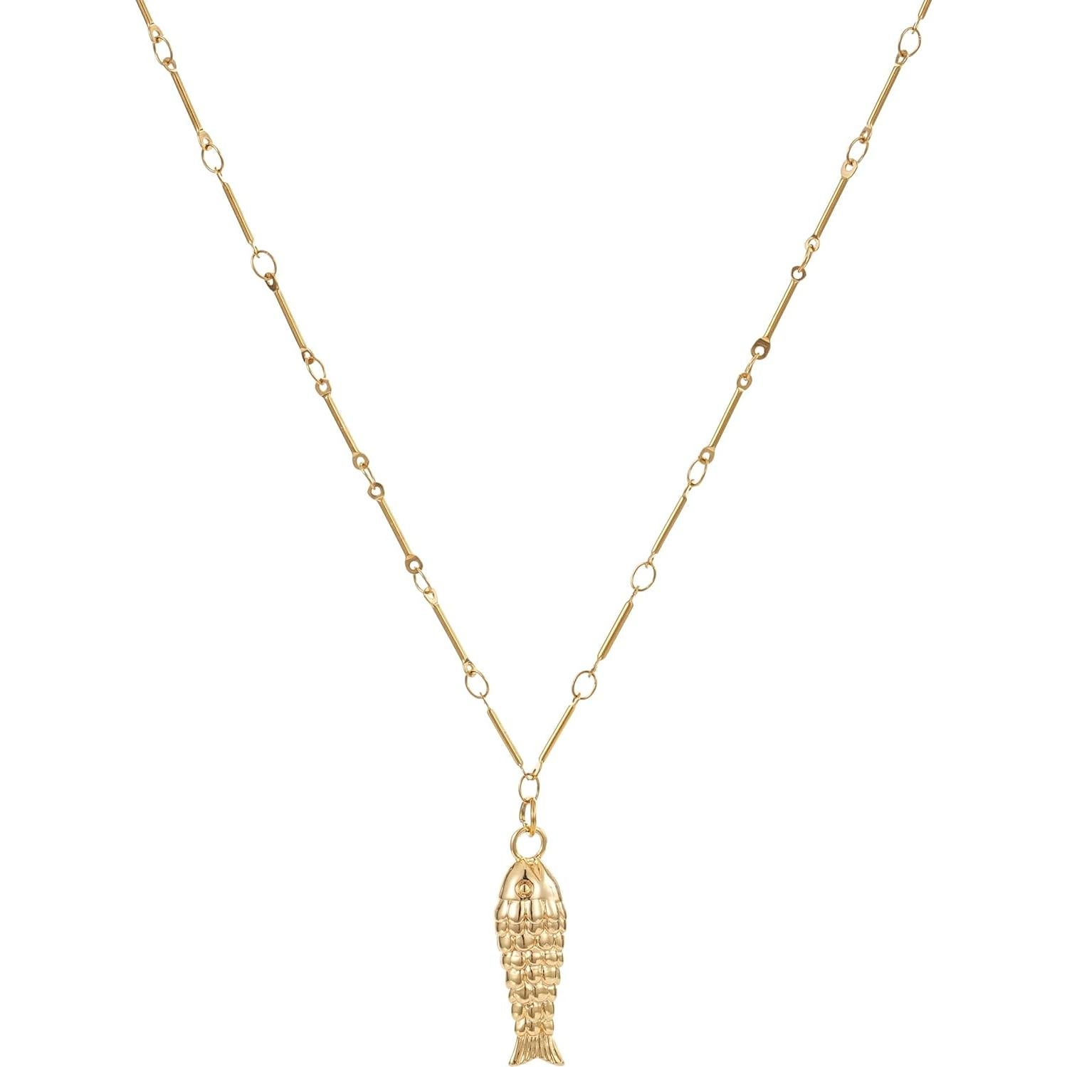 Collar Choker de Perlas y Encanto de Pez 18k para Mujeres