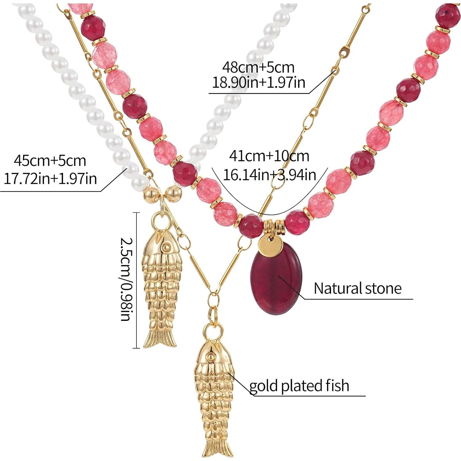 Collar Choker de Perlas y Encanto de Pez 18k para Mujeres