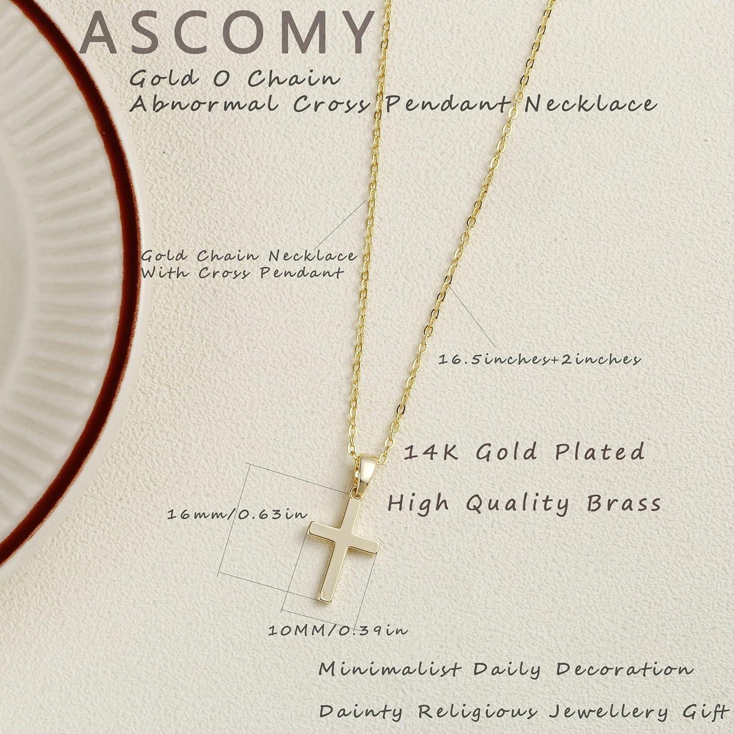 Collar Colgante Cruz ASCOMY Oro 14K para Mujeres 40 cm