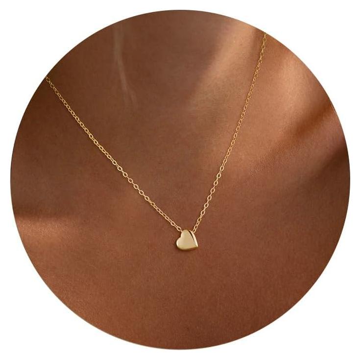 Collar de Corazón Platedo en Oro 14K para Mujeres 42 cm