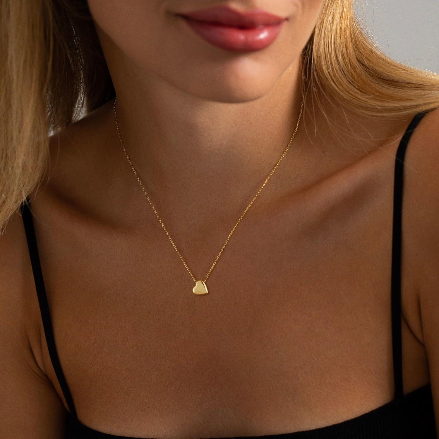 Collar de Corazón Platedo en Oro 14K para Mujeres 42 cm