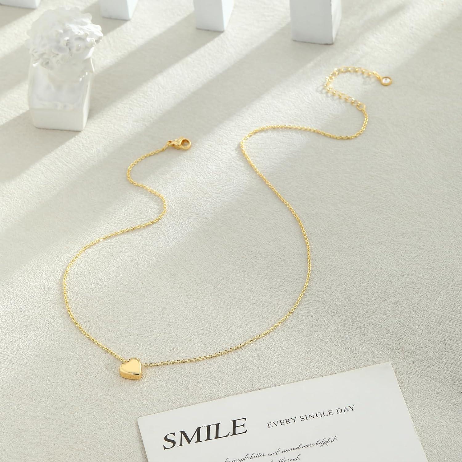 Collar de Corazón Platedo en Oro 14K para Mujeres 42 cm