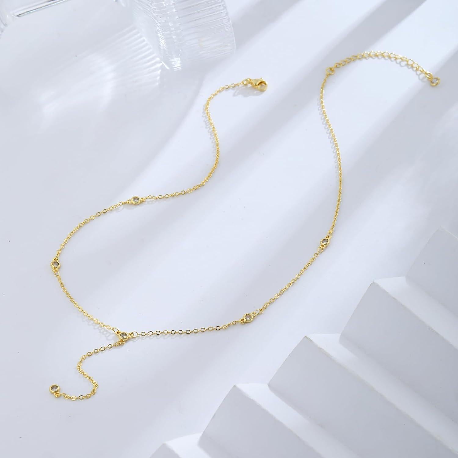 Collar Lariat de Oro 14K para Mujeres con Colgante Y