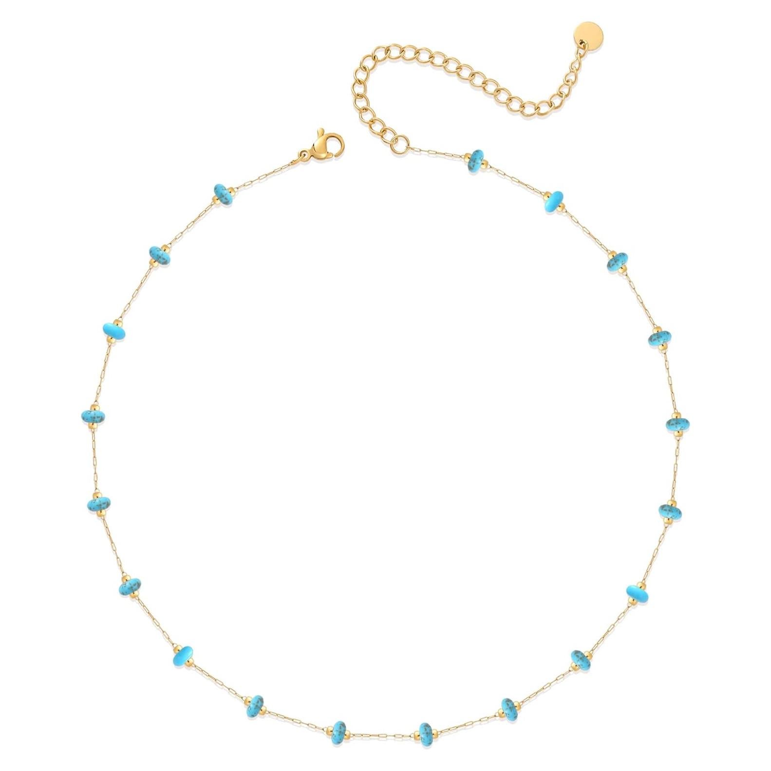 Collar Choker de Piedra Natural YADUDA - Baño Oro 18K