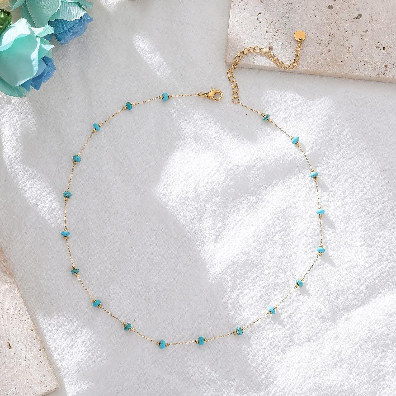 Collar Choker de Piedra Natural YADUDA - Baño Oro 18K