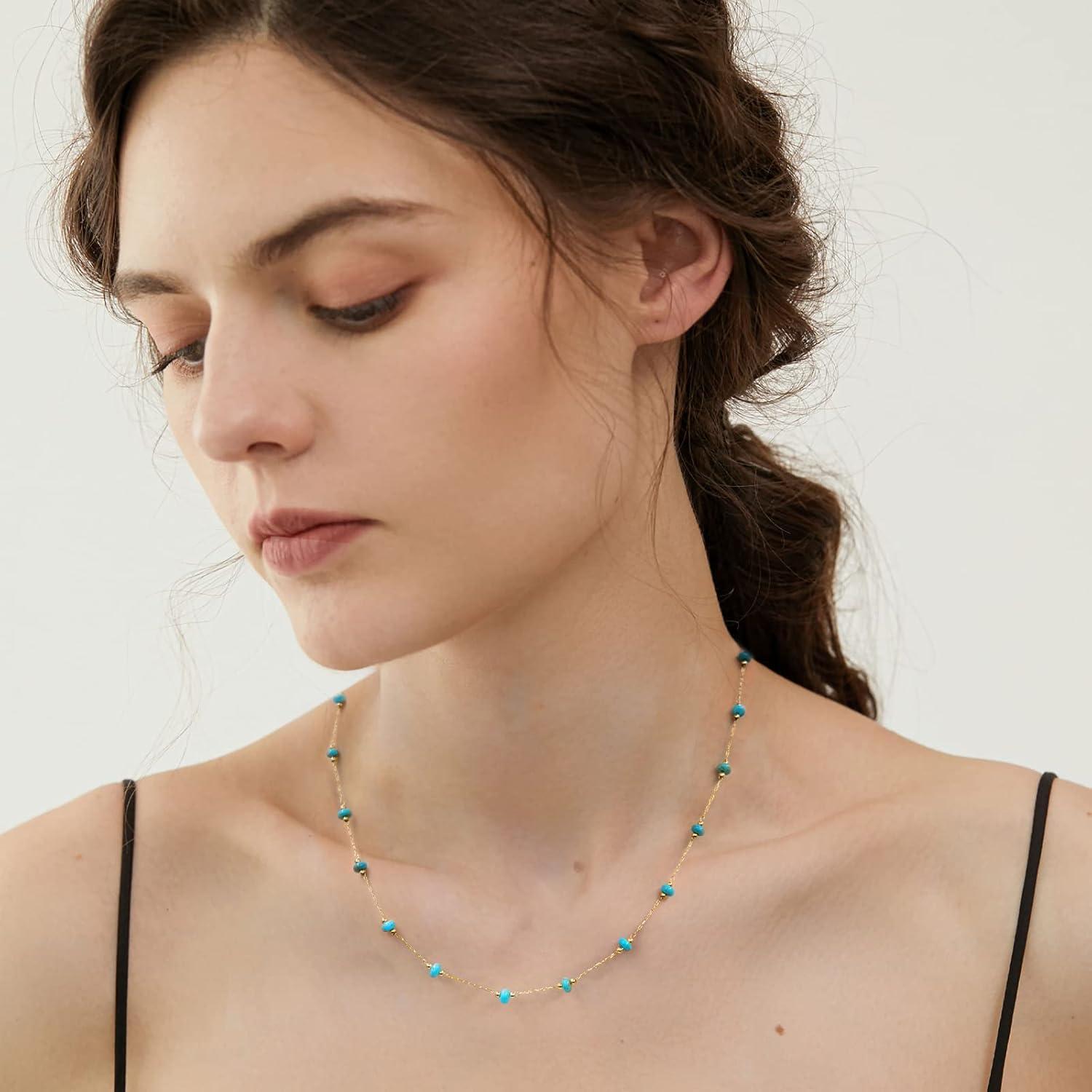 Collar Choker de Piedra Natural YADUDA - Baño Oro 18K