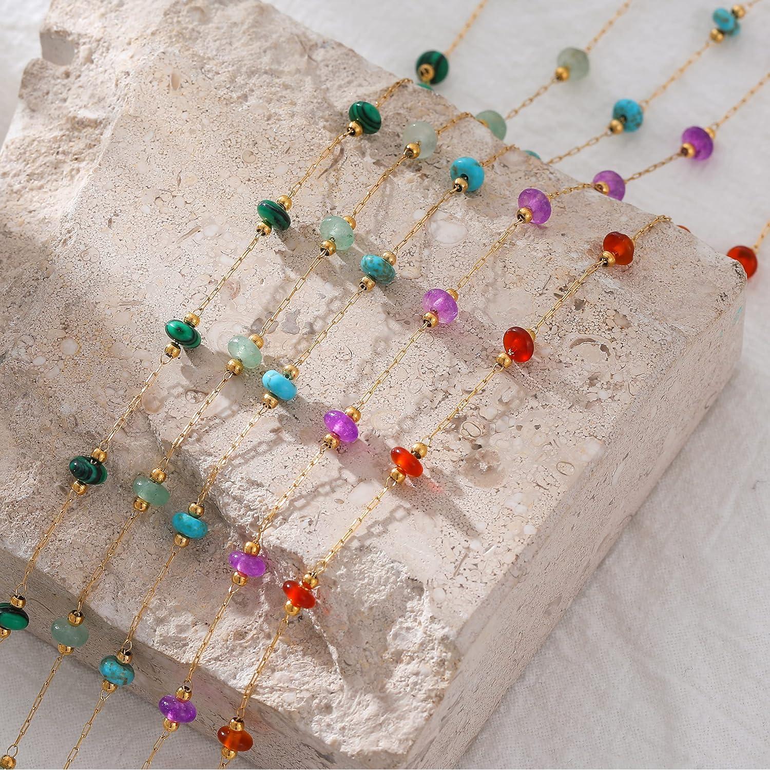 Collar Choker de Piedra Natural YADUDA - Baño Oro 18K