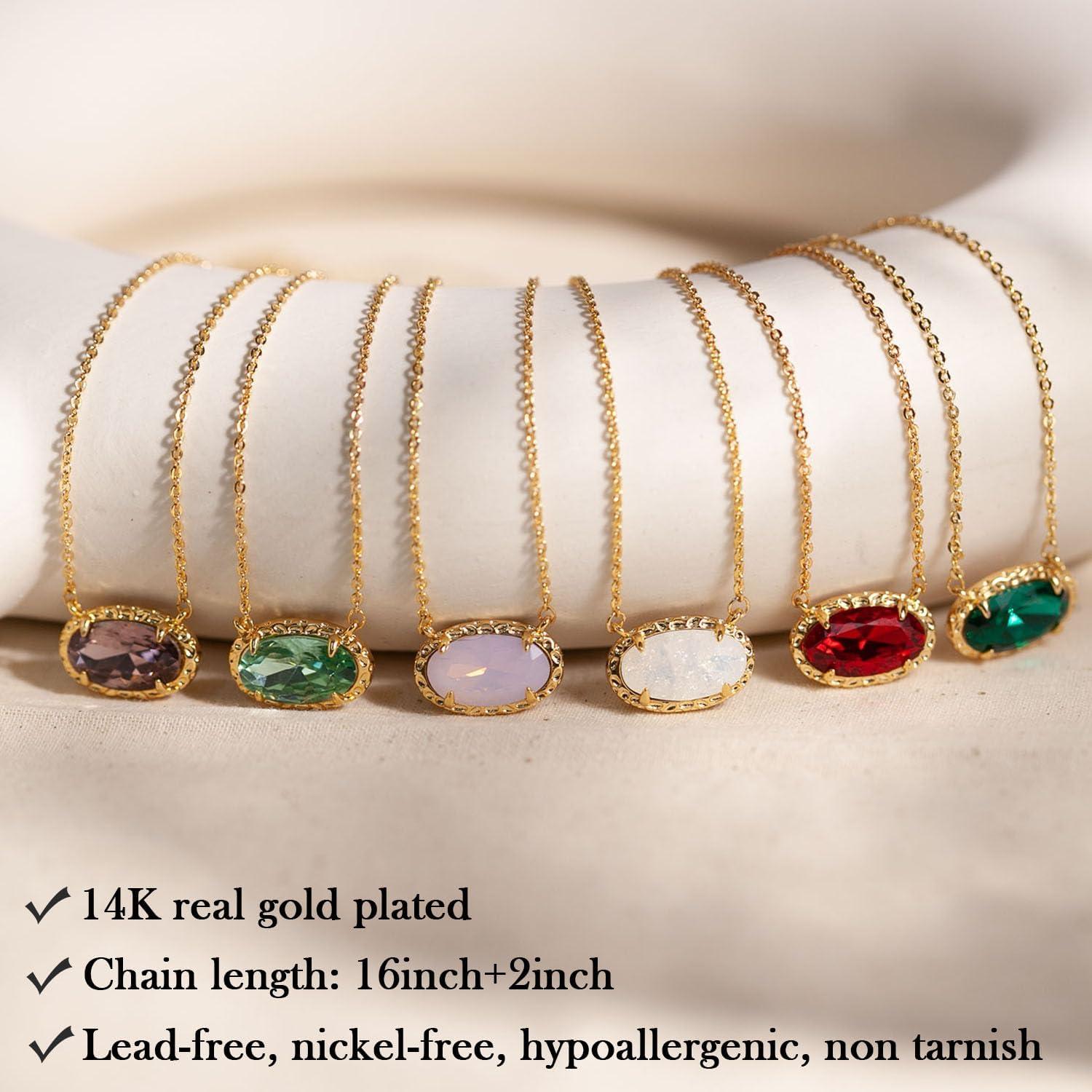 Collar Dainty de Oro 14K TLY con Colgante de Cuarzo Rosa