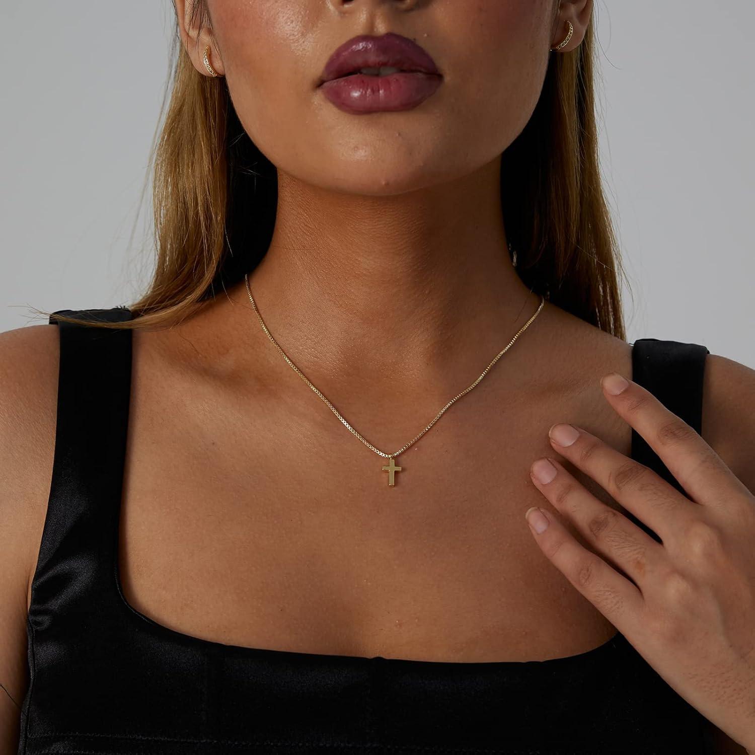 Collar Cruz de Oro 14K VIROMY para Mujeres 42 cm