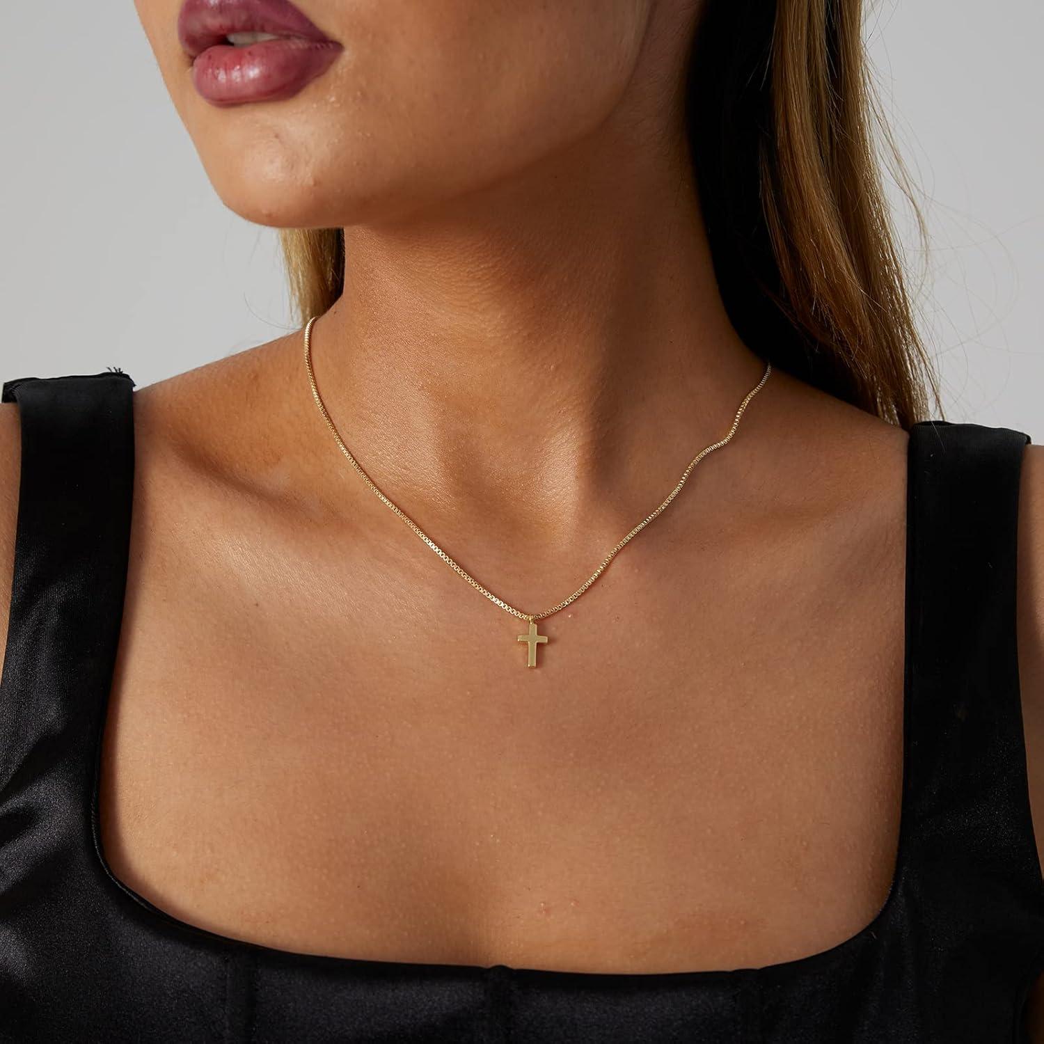 Collar Cruz de Oro 14K VIROMY para Mujeres 42 cm