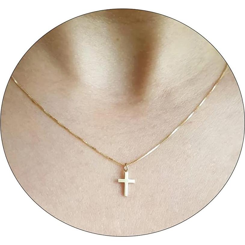 Collar Cruz de Oro 14K VIROMY para Mujeres 42 cm