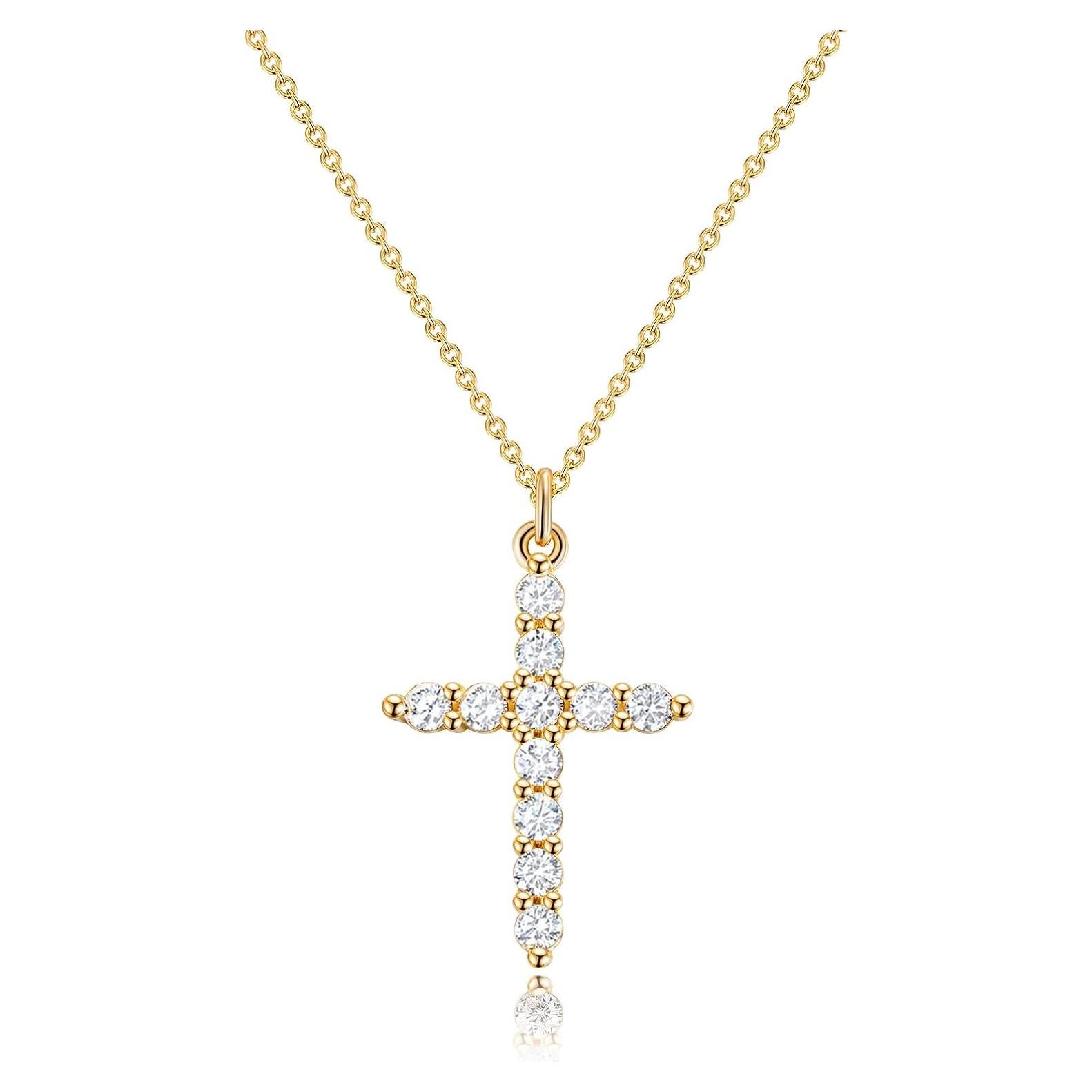 Collar Cruz Corona Robaice 18K Baño Oro 45.72 cm Mujeres