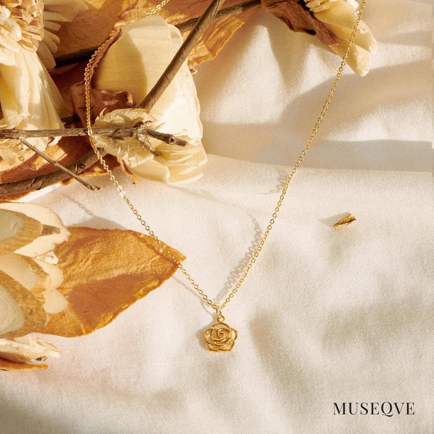 Collar Colgante Rosa Oro 14K Minimalista para Mujeres