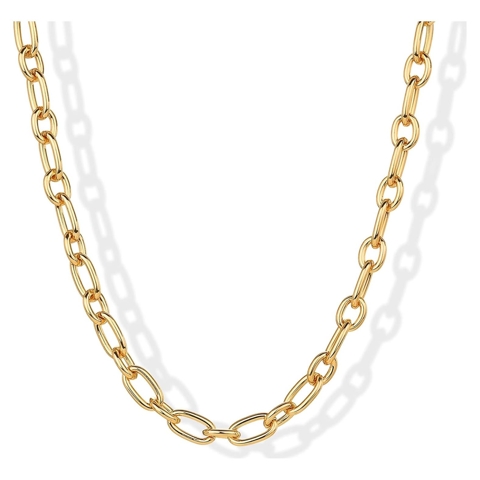 Collar Choker Cadena Gruesa Oro 14K Hipoalergénico 40.64 cm