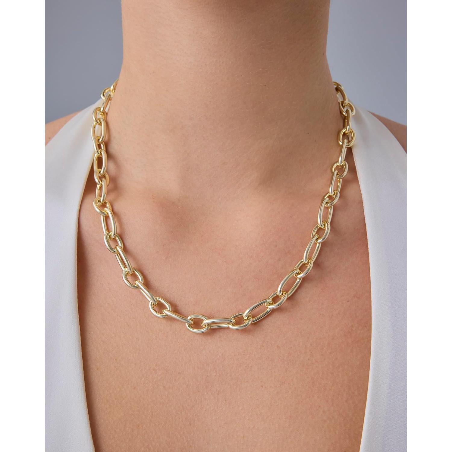 Collar Choker Cadena Gruesa Oro 14K Hipoalergénico 40.64 cm