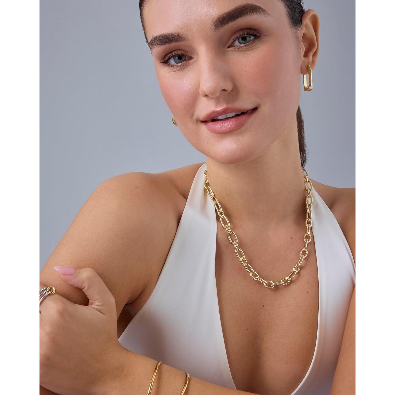 Collar Choker Cadena Gruesa Oro 14K Hipoalergénico 40.64 cm