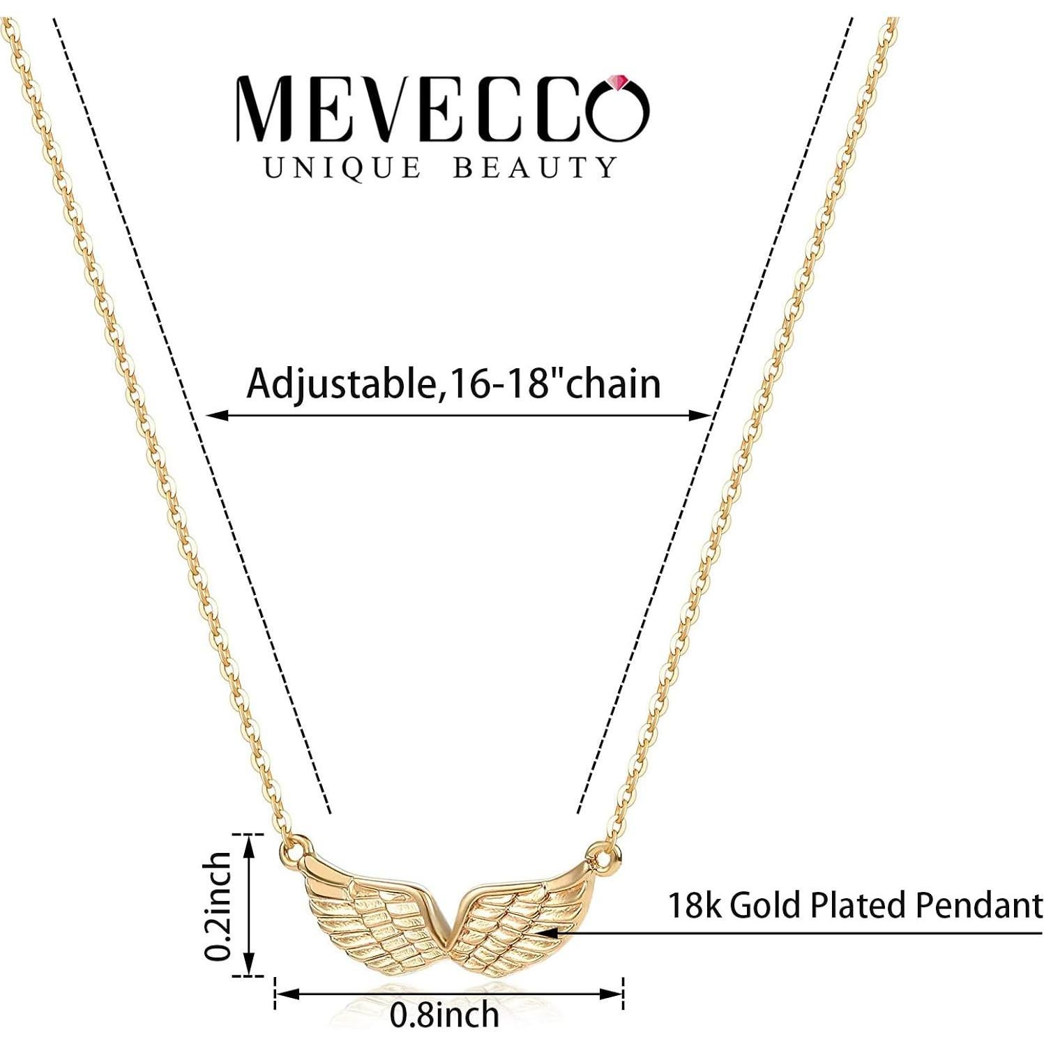 Collar Colgante Alas de Ángel MEVECCO Oro 18K Ajustable 41.91-46.99 cm