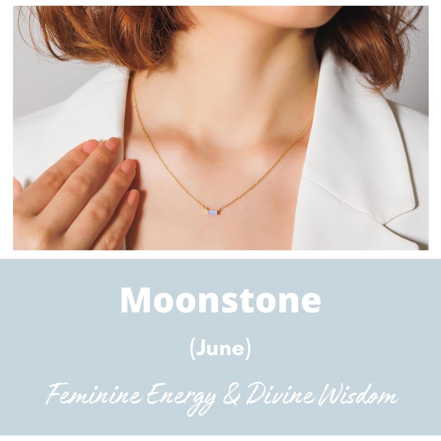 Collar de Piedra Lunar Arcoíris Oro 18K Plata Esterlina 925