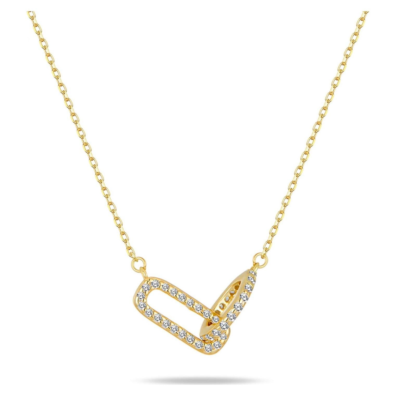 Collar de Oro y Plata Esterlina 925 con Colgante Enlazado 42 cm