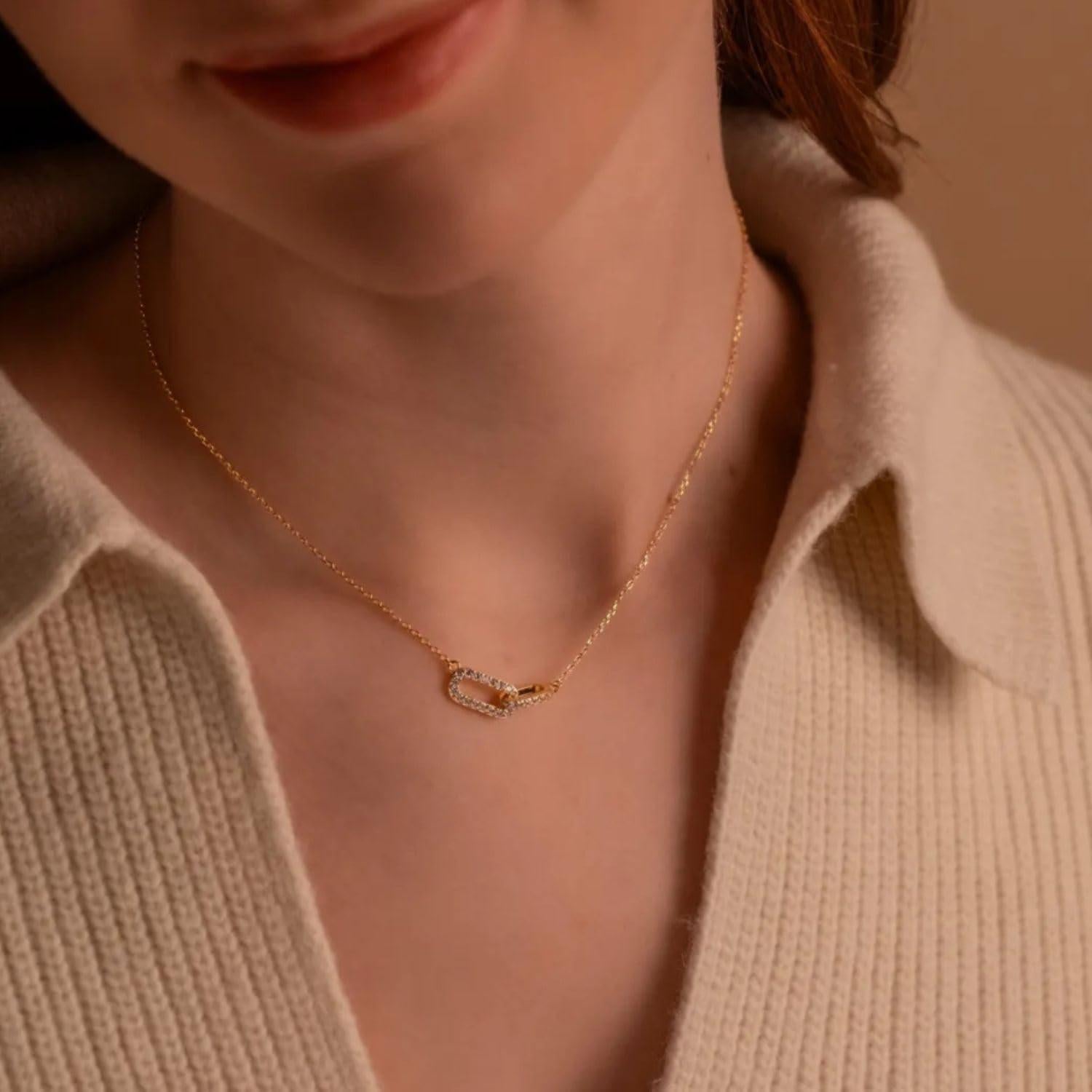 Collar de Oro y Plata Esterlina 925 con Colgante Enlazado 42 cm