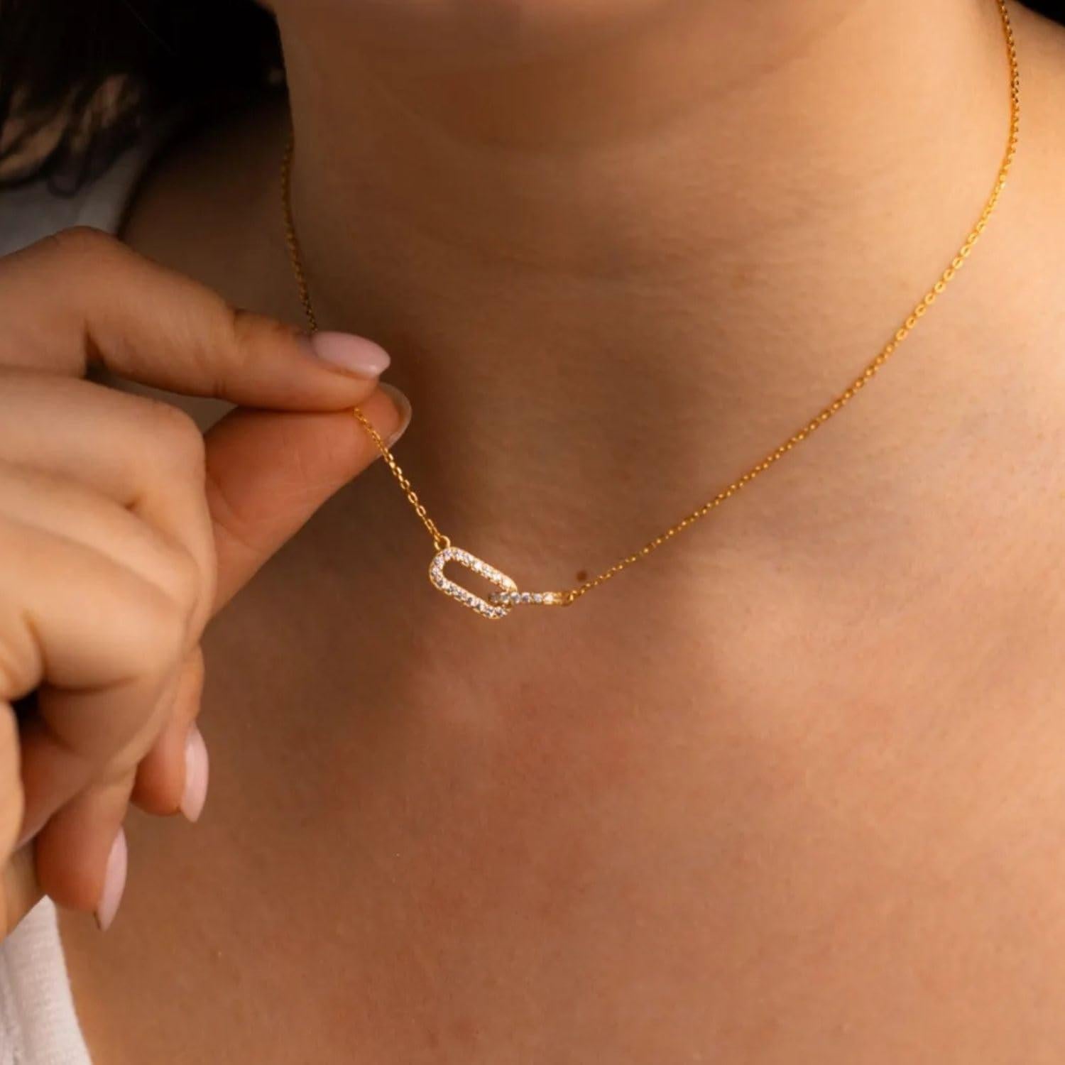 Collar de Oro y Plata Esterlina 925 con Colgante Enlazado 42 cm