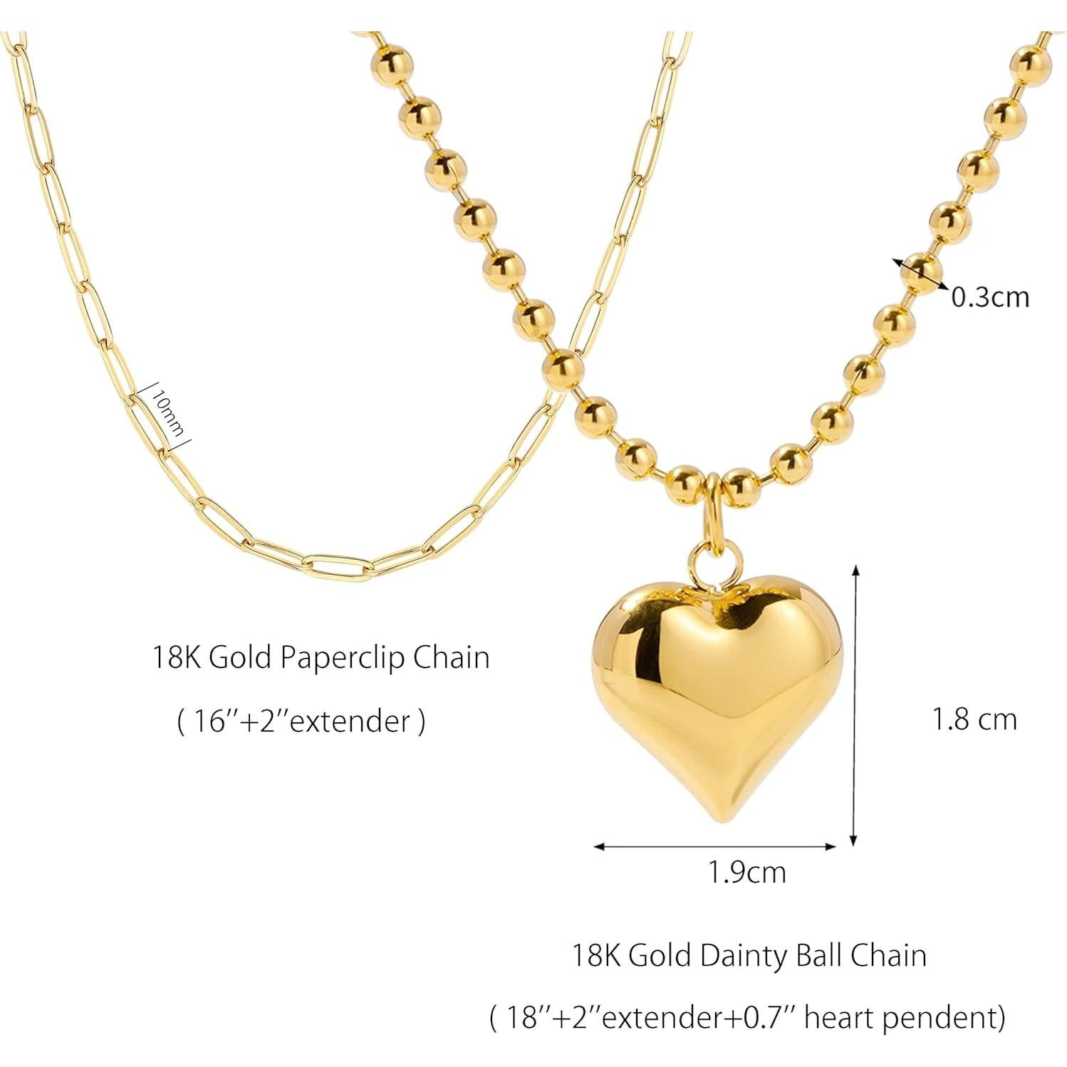 Collar Choker y Colgante de Corazón Baño de Oro 14K para Mujeres