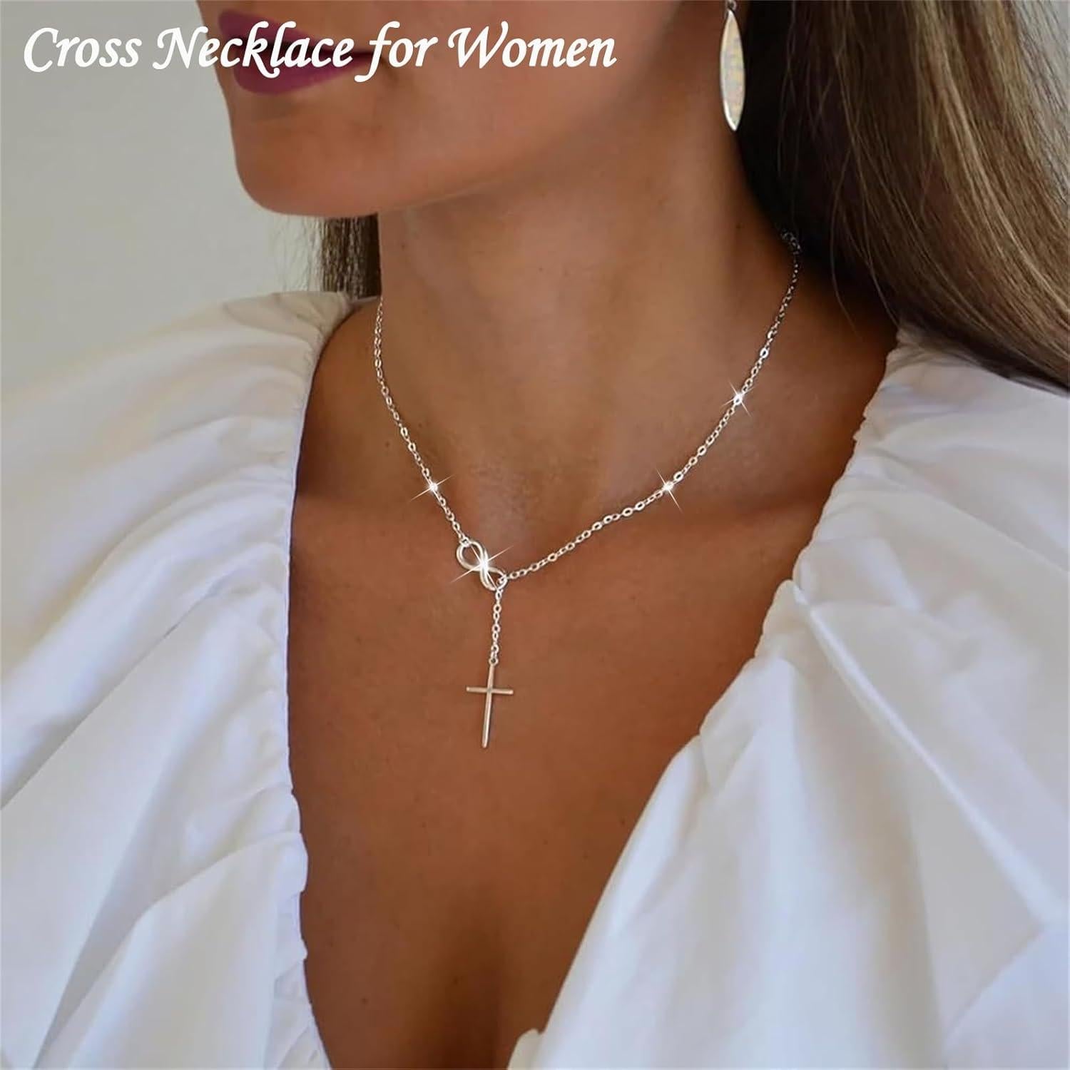 Collar Cruz Minimalista Oro 14K para Mujeres 40.64 cm